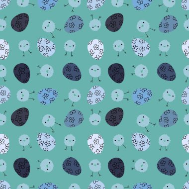 Paskalya tavuğu desenli kumaşlar, kumaşlar, çarşaflar, çocuk kıyafetleri, mutfak aksesuarları ve bahar partisi aksesuarları. Yüksek kalite fotoğraf