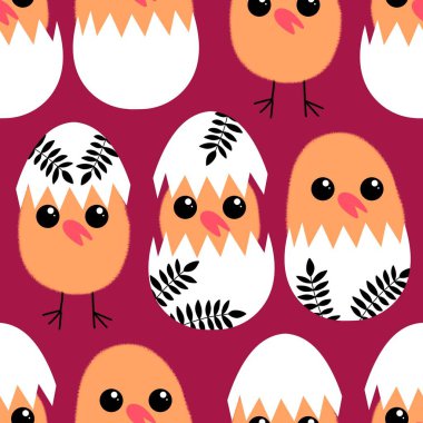 Paskalya tavuğu desenli kumaşlar, kumaşlar, çarşaflar, çocuk kıyafetleri, mutfak aksesuarları ve bahar partisi aksesuarları. Yüksek kalite fotoğraf