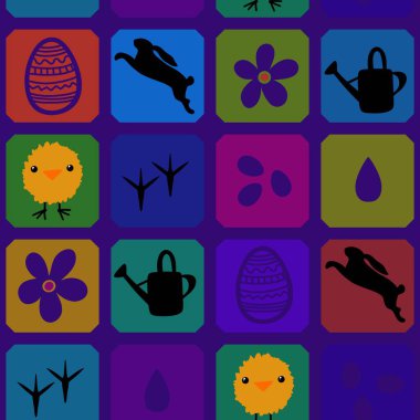 Paskalya tavuğu desenli kumaşlar, kumaşlar, çarşaflar, çocuk kıyafetleri, mutfak aksesuarları ve bahar partisi aksesuarları. Yüksek kalite fotoğraf