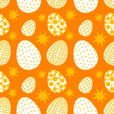 Duvar kağıtları, kumaşlar, tekstil ve ambalajlar, hediyeler ve kartlar için yumurtaları olan paskalya pürüzsüz deseni. 