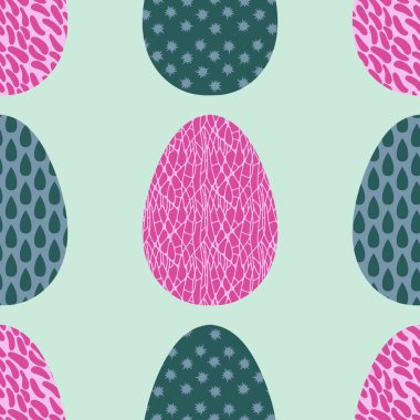 Duvar kağıtları, kumaşlar, tekstil ve ambalajlar, hediyeler ve kartlar için yumurtaları olan paskalya pürüzsüz deseni. 