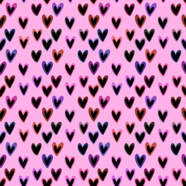 Sevgililer Günü kalbinin pürüzsüz 14 Şubat desenli ambalaj kağıtları, kumaşlar ve çocuk giysileri baskısı kış partisi aksesuarları ve moda tekstili. Yüksek kaliteli illüstrasyon