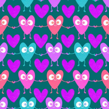 Kışın kalpler 14 Şubat 'a karşı kusursuz sevgililer, kağıt, kumaş, çarşaf, çocuk giysisi baskısı ve parti aksesuarları için sevgi kalıpları. Yüksek kaliteli illüstrasyon