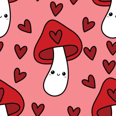 Kağıt, kumaş, çarşaf ve çocuk giysisi baskısı için mantarsız şirin desenler. Yüksek kaliteli illüstrasyon