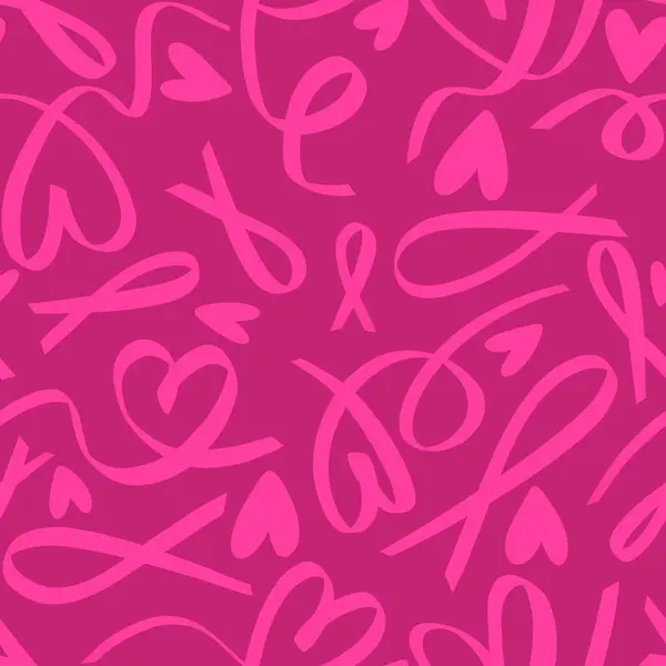 Göğüs kanseri ayı, ambalaj kağıdı, tıbbi aksesuar ve ilaç tekstili için kusursuz pembe kurdele günü deseni. Yüksek kaliteli illüstrasyon