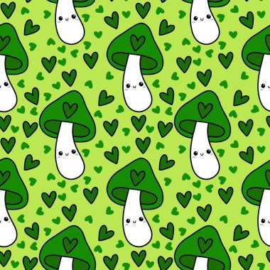 Kağıt, kumaş, çarşaf ve çocuk giysisi baskısı için mantarsız şirin desenler. Yüksek kaliteli illüstrasyon