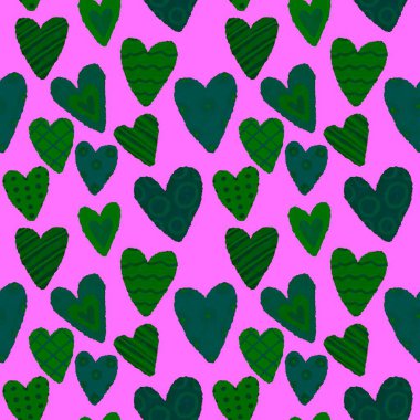 Sevgililer Günü kalbinin pürüzsüz 14 Şubat desenli ambalaj kağıtları, kumaşlar ve çocuk giysileri baskısı kış partisi aksesuarları ve moda tekstili. Yüksek kaliteli illüstrasyon