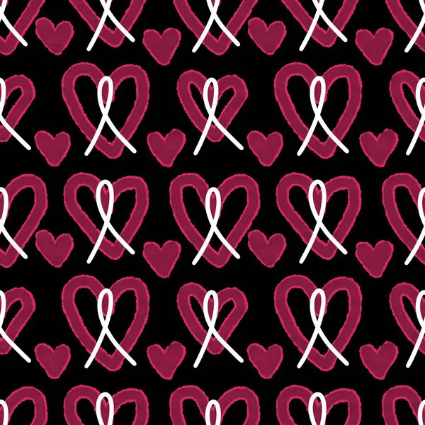 Göğüs kanseri ayı, ambalaj kağıdı, tıbbi aksesuar ve ilaç tekstili için kusursuz pembe kurdele günü deseni. Yüksek kaliteli illüstrasyon