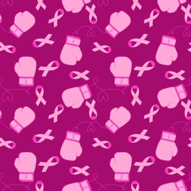 Göğüs kanseri ayı, ambalaj kağıdı, tıbbi aksesuar ve ilaç tekstili için kusursuz pembe kurdele günü deseni. Yüksek kaliteli illüstrasyon