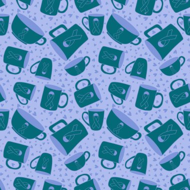 Göğüs kanseri ayı, ambalaj kağıdı, tıbbi aksesuar ve ilaç tekstili için kusursuz pembe kurdele günü deseni. Yüksek kaliteli illüstrasyon