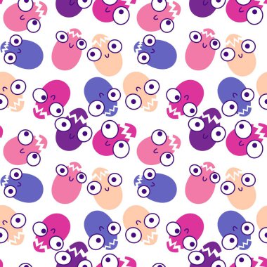 Paskalya yumurtaları kağıt, kumaş, çarşaf, çocuk giysileri, mutfak aksesuarları ve bahar partisi aksesuarları için pürüzsüz bahar deseni. Yüksek kalite fotoğraf