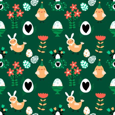 Paskalya tavuğu desenli kumaşlar, kumaşlar, çarşaflar, çocuk kıyafetleri, mutfak aksesuarları ve bahar partisi aksesuarları. Yüksek kalite fotoğraf