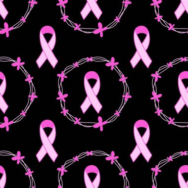 Göğüs kanseri ayı, ambalaj kağıdı, tıbbi aksesuar ve ilaç tekstili için kusursuz pembe kurdele günü deseni. Yüksek kalite fotoğraf