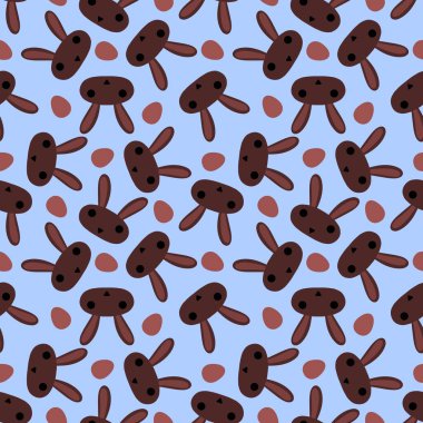 Paskalya yumurtaları dikişsiz tavşan kulakları kağıt, kumaş, çarşaf ve çocuk giysileri baskısı ve bahar için. Yüksek kaliteli illüstrasyon