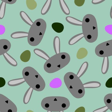 Paskalya yumurtaları dikişsiz tavşan kulakları kağıt, kumaş, çarşaf ve çocuk giysileri baskısı ve bahar için. Yüksek kaliteli illüstrasyon