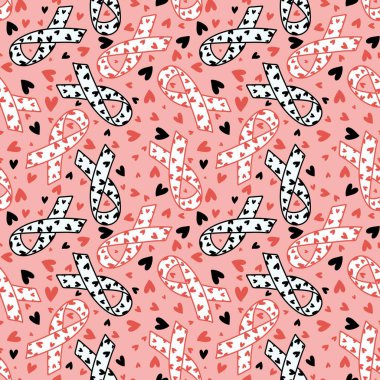 Göğüs kanseri ayı, ambalaj kağıdı, tıbbi aksesuar ve ilaç tekstili için kusursuz pembe kurdele günü deseni. Yüksek kalite fotoğraf