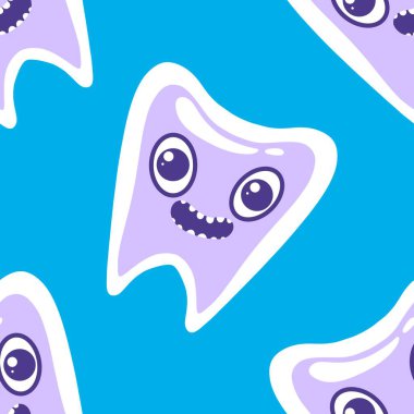 Kağıt, kumaş, çarşaf, çocuk giysisi baskısı, doktor aksesuarları ve eczane ambalajları için tıbbî ve kusursuz diş deseni. Yüksek kalite fotoğraf