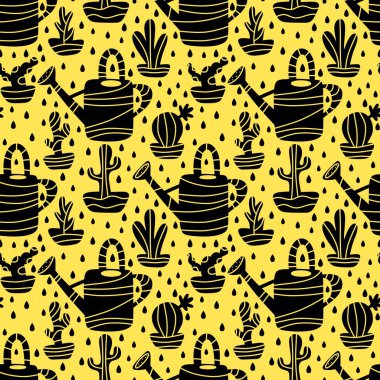 Bahar bahçesi sulama şablonu ambalaj kağıdı, kumaş ve yaz partisi aksesuarları ve şirin moda tekstilleri için desenlidir. Yüksek kalite fotoğraf