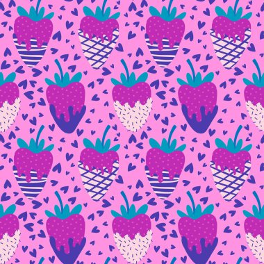 Summer fruits seamless strawberries pattern for wrapping paper and fabrics and linens and kids clothes print and spring party accessories. High quality illustration