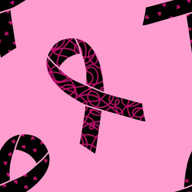 Göğüs kanseri ayı, ambalaj kağıdı, tıbbi aksesuar ve ilaç tekstili için kusursuz pembe kurdele günü deseni. Yüksek kalite fotoğraf