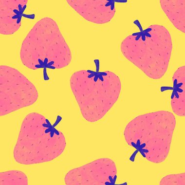 Summer fruits seamless strawberries pattern for wrapping paper and fabrics and linens and kids clothes print and spring party accessories. High quality illustration