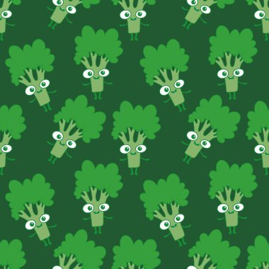 Cartoon food seamless broccoli pattern for wrapping paper and fabrics and linens and kids clothes print and summer accessories and kitchen textiles . High quality photo