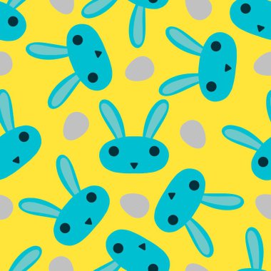 Paskalya yumurtaları dikişsiz tavşan kulakları kağıt, kumaş, çarşaf ve çocuk giysileri baskısı ve bahar için. Yüksek kaliteli illüstrasyon