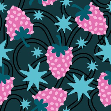 Summer fruits seamless strawberries pattern for wrapping paper and fabrics and linens and kids clothes print and spring party accessories. High quality illustration