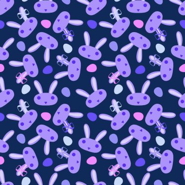 Paskalya yumurtaları dikişsiz tavşan kulakları kağıt, kumaş, çarşaf ve çocuk giysileri baskısı ve bahar için. Yüksek kaliteli illüstrasyon