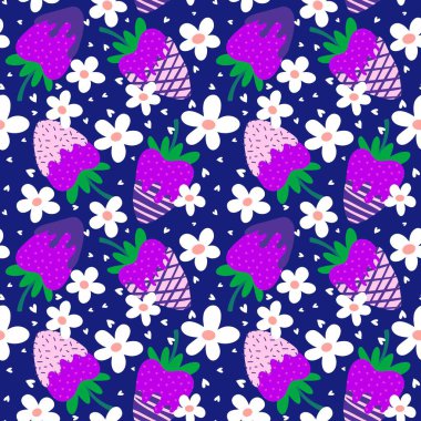 Summer fruits seamless strawberries pattern for wrapping paper and fabrics and linens and kids clothes print and spring party accessories. High quality illustration
