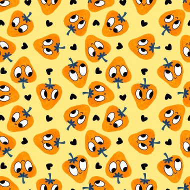 Summer fruits seamless strawberries pattern for wrapping paper and fabrics and linens and kids clothes print and spring party accessories. High quality illustration