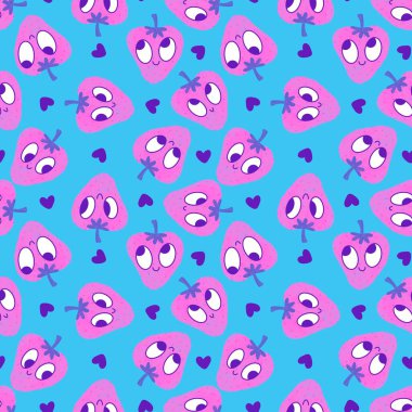 Summer fruits seamless strawberries pattern for wrapping paper and fabrics and linens and kids clothes print and spring party accessories. High quality illustration