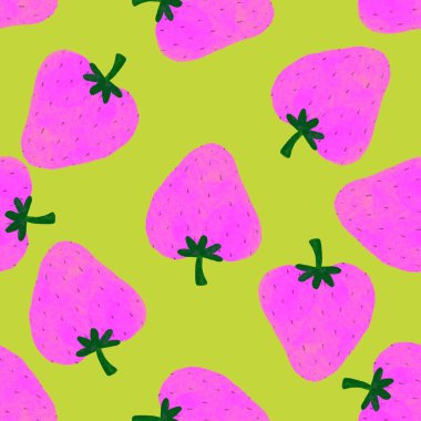 Summer fruits seamless strawberries pattern for wrapping paper and fabrics and linens and kids clothes print and spring party accessories. High quality illustration