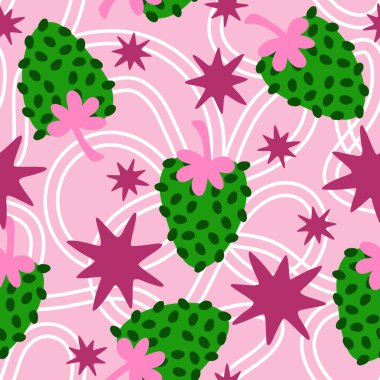 Summer fruits seamless strawberries pattern for wrapping paper and fabrics and linens and kids clothes print and spring party accessories. High quality illustration