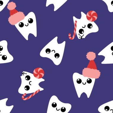 Kağıt, kumaş, çarşaf, çocuk giysisi baskısı, doktor aksesuarları ve eczane ambalajları için tıbbî ve kusursuz diş deseni. Yüksek kalite fotoğraf