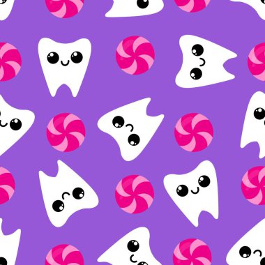 Kağıt, kumaş, çarşaf, çocuk giysisi baskısı, doktor aksesuarları ve eczane ambalajları için tıbbî ve kusursuz diş deseni. Yüksek kalite fotoğraf