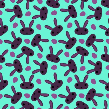 Paskalya yumurtaları dikişsiz tavşan kulakları kağıt, kumaş, çarşaf ve çocuk giysileri baskısı ve bahar için. Yüksek kaliteli illüstrasyon