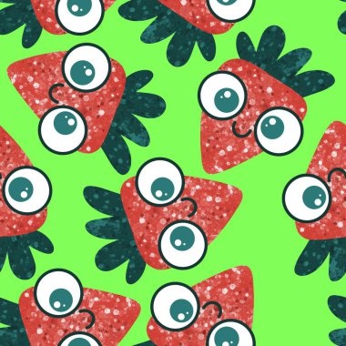 Summer fruits seamless strawberries pattern for wrapping paper and fabrics and linens and kids clothes print and spring party accessories. High quality illustration
