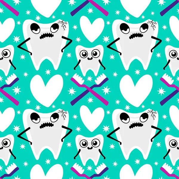 Kağıt, kumaş, çarşaf, çocuk giysisi baskısı, doktor aksesuarları ve eczane ambalajları için tıbbî ve kusursuz diş deseni. Yüksek kalite fotoğraf