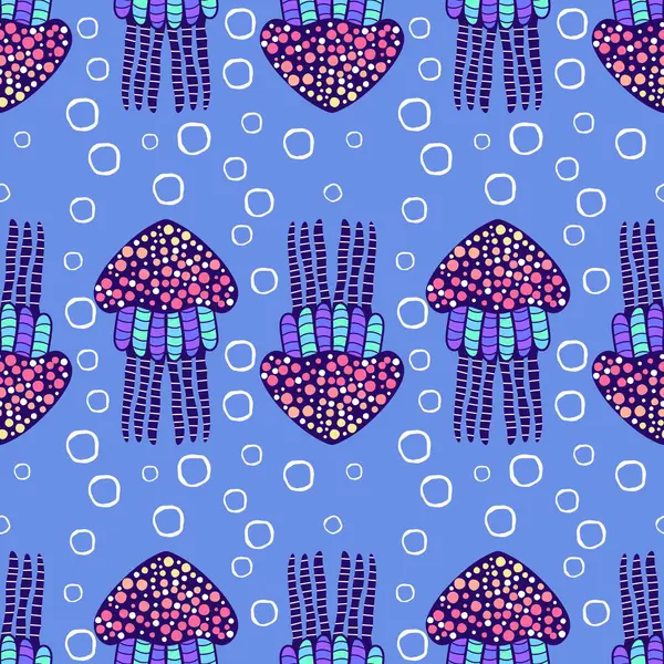 Deniz hayvanları, ambalaj kağıdı, kumaş, çarşaf ve çocuk giysisi baskısı ve yaz partisi aksesuarları için kusursuz okyanus deniz anası deseni. Yüksek kalite fotoğraf