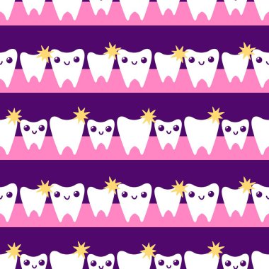 Kağıt, kumaş, çarşaf, çocuk giysisi baskısı, doktor aksesuarları ve eczane ambalajları için tıbbî ve kusursuz diş deseni. Yüksek kalite fotoğraf