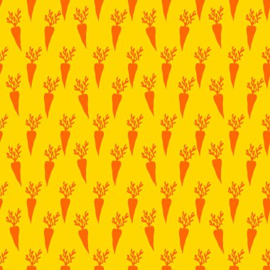 Kağıt, kumaş, çarşaf ve çocuk giysisi baskısı ve mutfak tekstili için yaz sebzesiz havuç deseni. Yüksek kalite fotoğraf