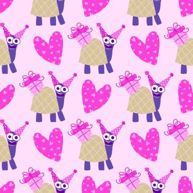 Kağıt, kumaş, çarşaf ve çocuk giysisi baskısı ve yıldönümü aksesuarları için doğum günü partisi kusursuz desen. Yüksek kalite fotoğraf