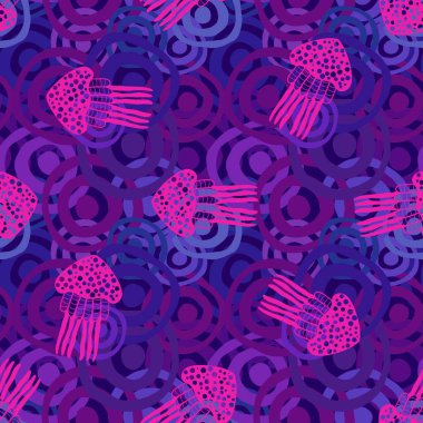 Deniz hayvanları, ambalaj kağıdı, kumaş, çarşaf ve çocuk giysisi baskısı ve yaz partisi aksesuarları için kusursuz okyanus deniz anası deseni. Yüksek kalite fotoğraf