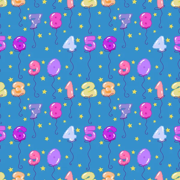 Kağıt, kumaş, çarşaf ve çocuk giysisi baskısı ve yıldönümü aksesuarları için doğum günü partisi kusursuz desen. Yüksek kalite fotoğraf