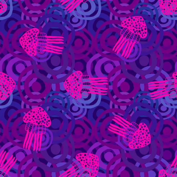 Deniz hayvanları, ambalaj kağıdı, kumaş, çarşaf ve çocuk giysisi baskısı ve yaz partisi aksesuarları için kusursuz okyanus deniz anası deseni. Yüksek kalite fotoğraf