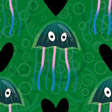 Deniz hayvanları, ambalaj kağıdı, kumaş, çarşaf ve çocuk giysisi baskısı ve yaz partisi aksesuarları için kusursuz okyanus deniz anası deseni. Yüksek kalite fotoğraf