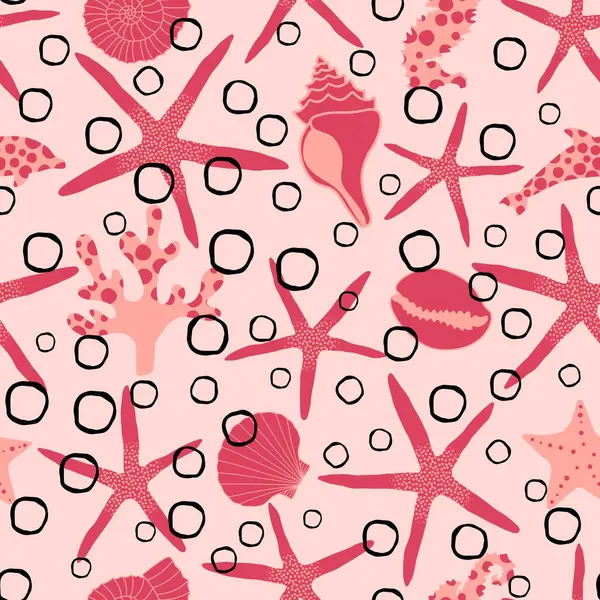 Okyanus hayvanları, ambalajsız deniz yıldızı desenli ambalajlar, kumaşlar ve çocuk giysileri baskısı ve yaz partisi aksesuarları ve mayo tekstili. Yüksek kalite fotoğraf