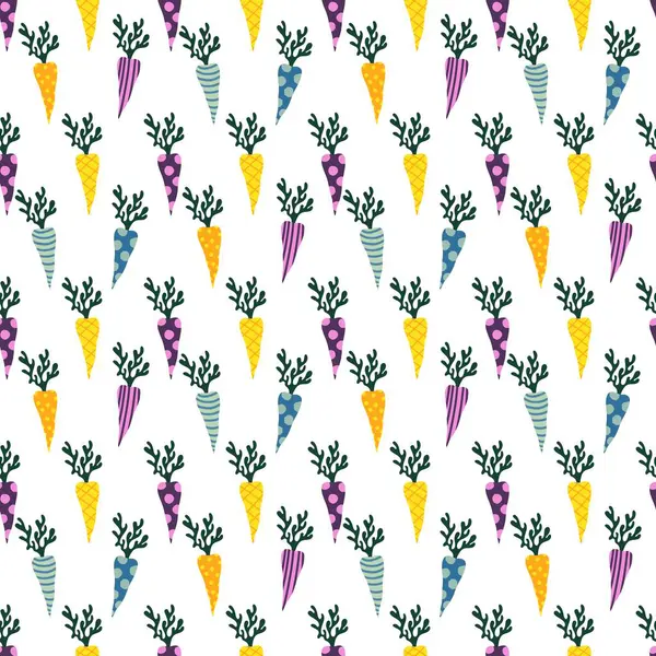 Kağıt, kumaş, çarşaf ve çocuk giysisi baskısı ve mutfak tekstili için yaz sebzesiz havuç deseni. Yüksek kalite fotoğraf