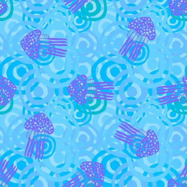 Deniz hayvanları, ambalaj kağıdı, kumaş, çarşaf ve çocuk giysisi baskısı ve yaz partisi aksesuarları için kusursuz okyanus deniz anası deseni. Yüksek kalite fotoğraf